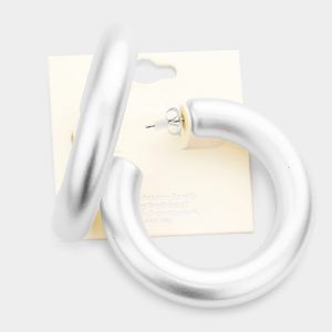 Silver Hoop Earrings 2.2" Chunky Cute Casual Simple Jewelry Fashion Accessories
